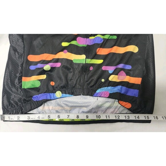Aogda Colorful  Full-Zip Cycling Shirt Jersey Sz L Mesh Sides 3 Pouches In Back - Picture 8 of 16